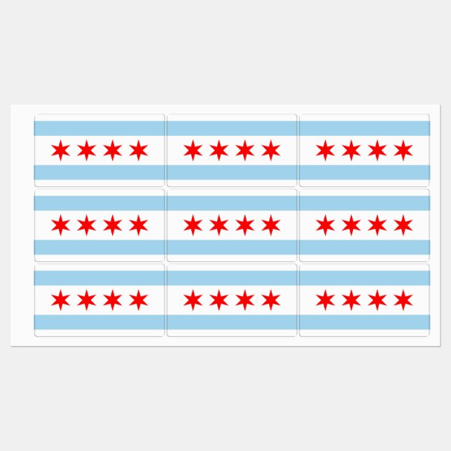 Patriotische Etiketten mit Flagge von Chicago City (Blatt)