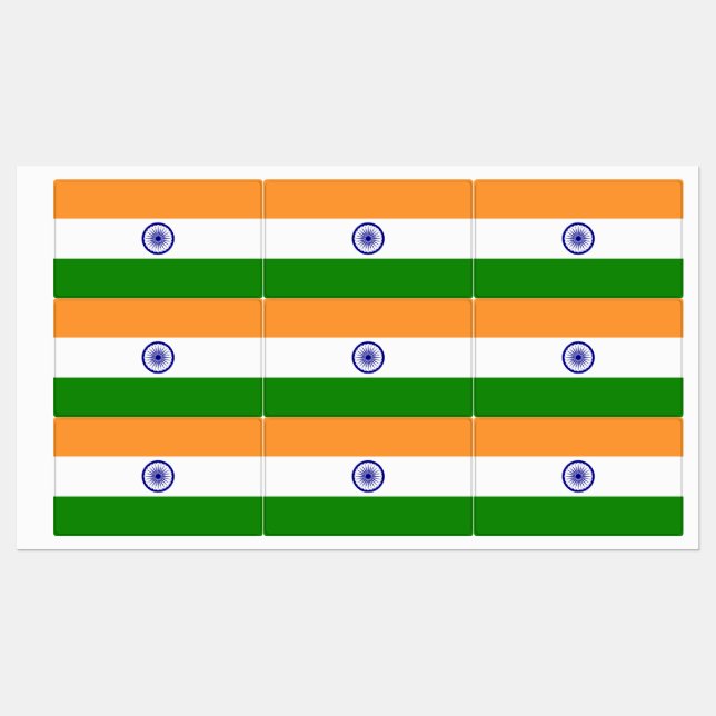 Patriotische Etiketten mit indischer Flagge (Blatt)