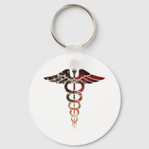 Patriotische Fahne Caduceus, großartig für Kranken Schlüsselanhänger