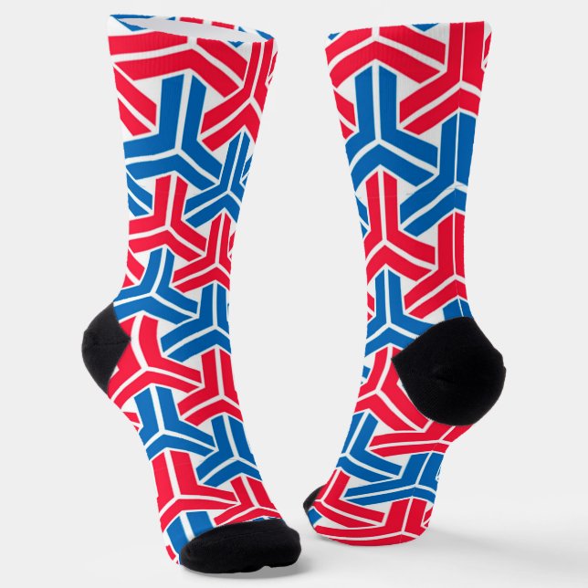 Patriotische Farben geometrisches nahtloses Muster Socken (Gewinkelt)