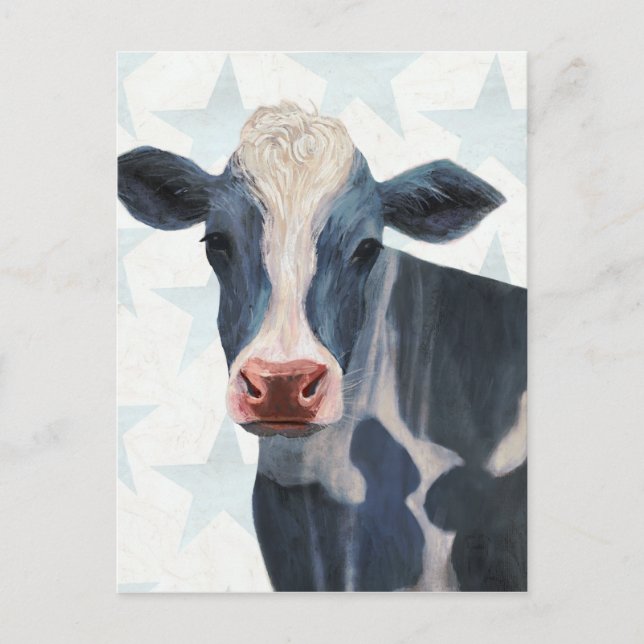 Patriotische Farm - Kuh Postkarte (Vorderseite)