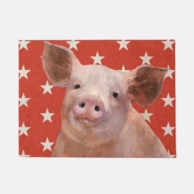 Patriotische Farm - Schwein Fußmatte (Vorderseite)