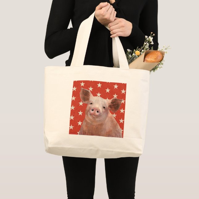 Patriotische Farm - Schwein Jumbo Stoffbeutel (Vorderseite (Produkt))