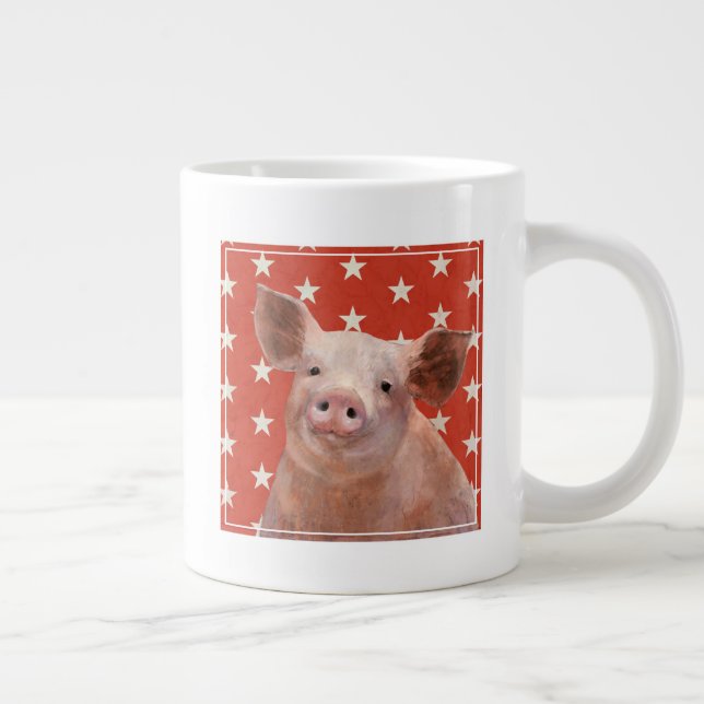 Patriotische Farm - Schwein Jumbo-Tasse (Rechts)