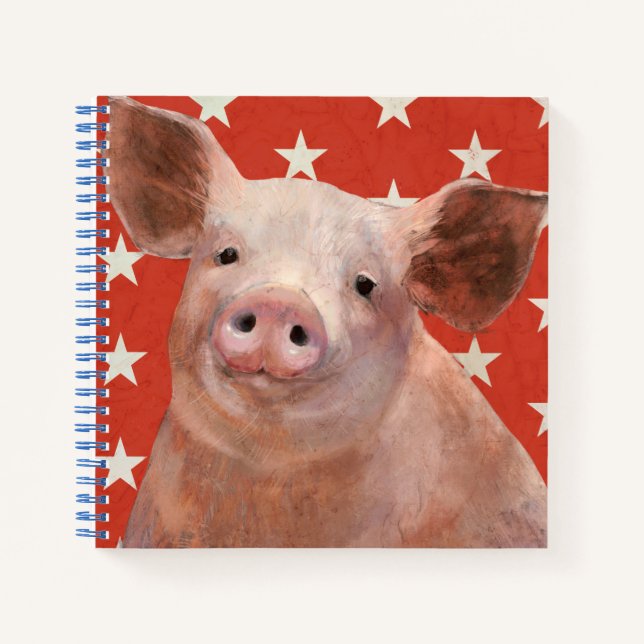 Patriotische Farm - Schwein Notizbuch (Vorderseite)