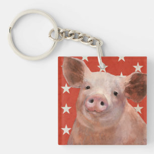 Patriotische Farm - Schwein Schlüsselanhänger
