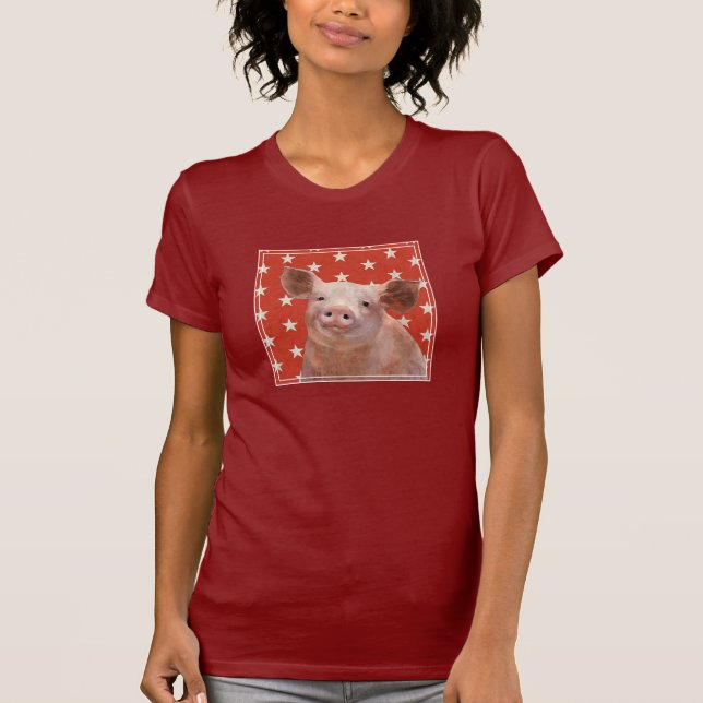 Patriotische Farm - Schwein T-Shirt (Vorderseite)