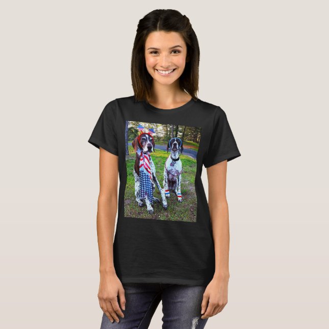 Patriotische Feier Party Hunde Frauen T - Shirt (Vorne ganz)