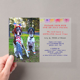 Patriotische Feier Picknick Party Hunde 4. Juli Acryleinladungen