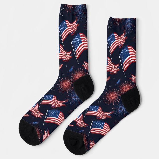 Patriotische Feuerwerksocken Socken (Linkes Detail)