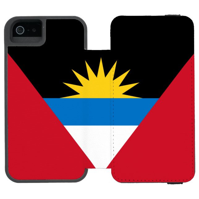 Patriotische Flagge Antigua und Barbuda Incipio iPhone Geldbeutel-Hülle (Folio Geöffnet)