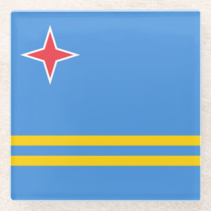 Patriotische Flagge Arubas Glasuntersetzer
