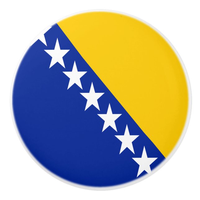 Patriotische Flagge Bosnien-Herzegowina Keramikknauf (Vorderseite)
