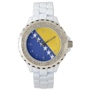 Patriotische Flagge Bosnien-Herzegowinas Armbanduhr