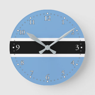 Patriotische Flagge Botswanas Runde Wanduhr