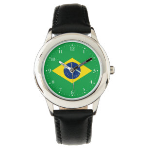 Patriotische Flagge Brasilien Armbanduhr