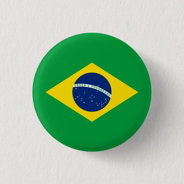 Patriotische Flagge Brasilien Button (Vorderseite)