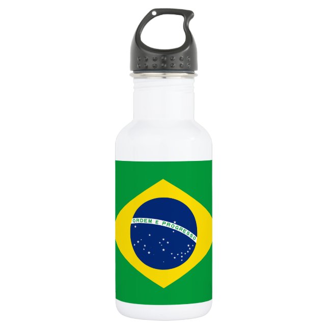 Patriotische Flagge Brasilien Edelstahlflasche (Vorderseite)