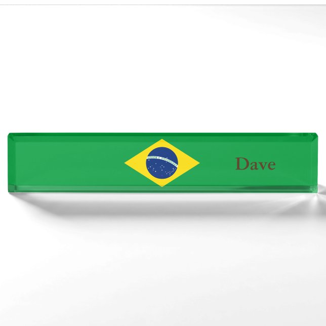 Patriotische Flagge Brasilien Namensplakette (Vorderseite)