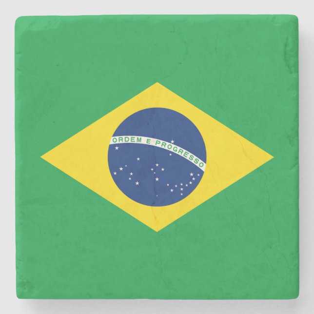 Patriotische Flagge Brasilien Steinuntersetzer (Vorderseite)