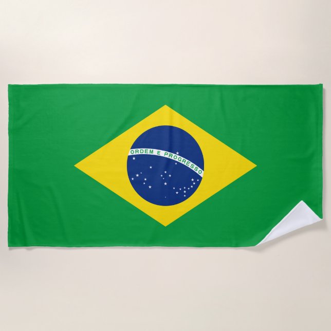 Patriotische Flagge Brasilien Strandtuch (Vorderseite)