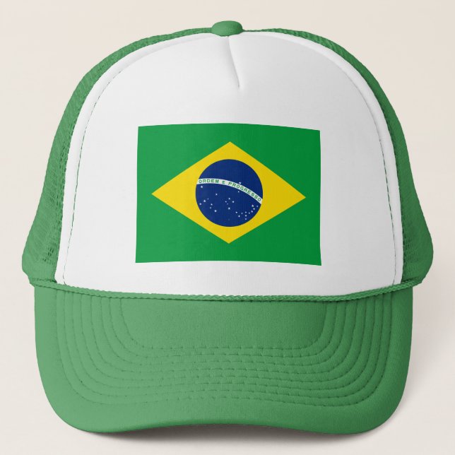 Patriotische Flagge Brasilien Truckerkappe (Vorderseite)