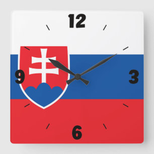 Patriotische Flagge der Slowakei Quadratische Wanduhr