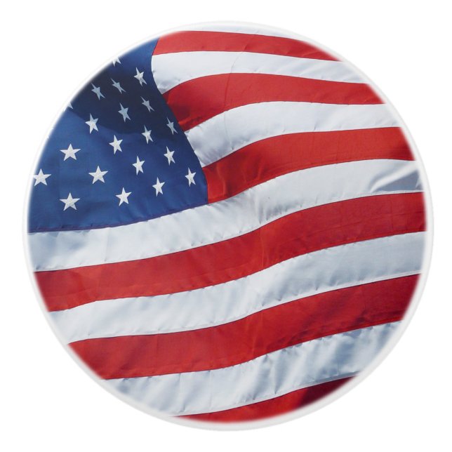 Patriotische Flagge der USA - Proud American Keramikknauf (Vorderseite)