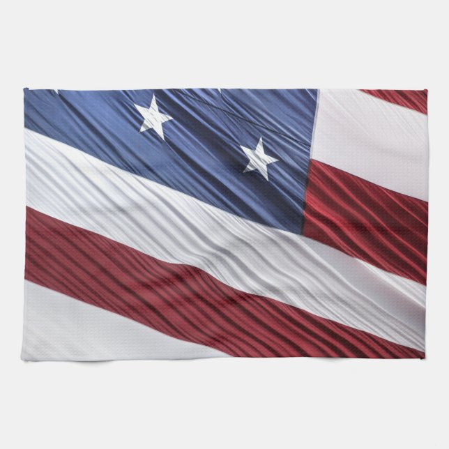 Patriotische Flagge der USA, rot, weiß und blau Küchentuch (Horizontal)