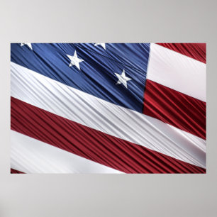 Patriotische Flagge der USA, rot, weiß und blau Poster