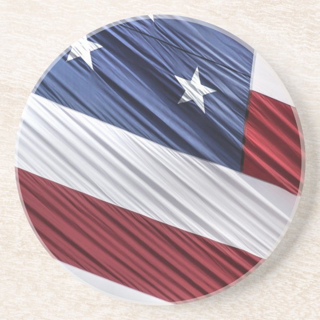 Patriotische Flagge der USA, rot, weiß und blau Sandstein Untersetzer (Vorne)