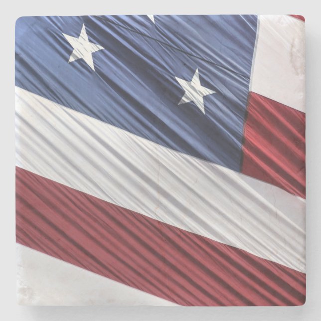 Patriotische Flagge der USA, rot, weiß und blau Steinuntersetzer (Vorderseite)