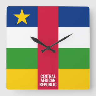 Patriotische Flagge der Zentralafrikanischen Repub Quadratische Wanduhr