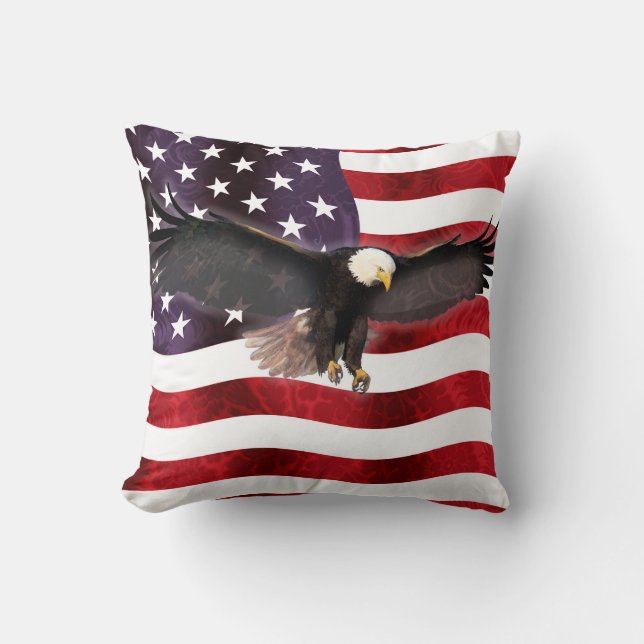 Patriotische Flagge des amerikanischen Adlers Kissen (Vorderseite)