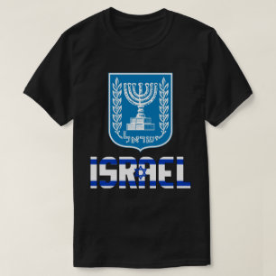 Patriotische Flagge Israels und Wappen T-Shirt