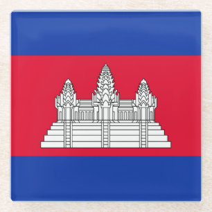 Patriotische Flagge Kambodschas Glasuntersetzer