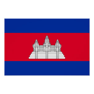 Patriotische Flagge Kambodschas Poster