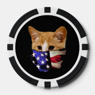 Patriotische Flagge Katze USA Amerika Pokerchips