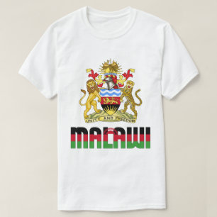 Patriotische Flagge Malawis und Wappen T-Shirt