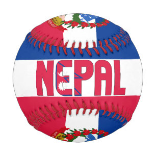 Patriotische Flagge Nepals und Wappen Baseball
