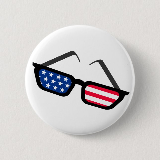 Patriotische Flagge-Retro Sonnenbrille Button (Vorderseite)