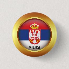 Patriotische Flagge Serbiens Button