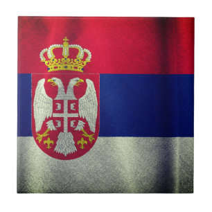 Patriotische Flagge Serbiens Fliese