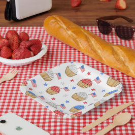 Patriotische Flagge Star Cupcakes Red White Blue Pappteller