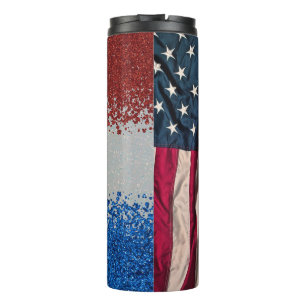 Patriotische Flagge und Imitate Glitzer Thermosbecher