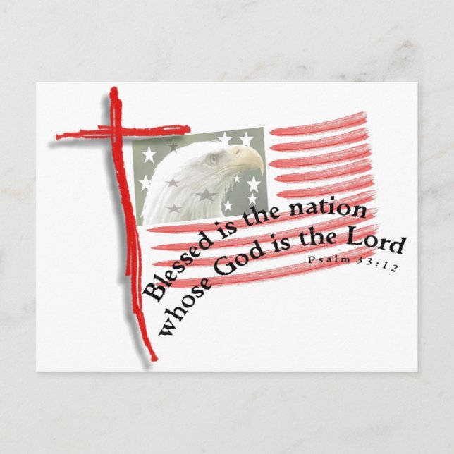 Patriotische Flagge und Kreuz Postkarte (Vorderseite)