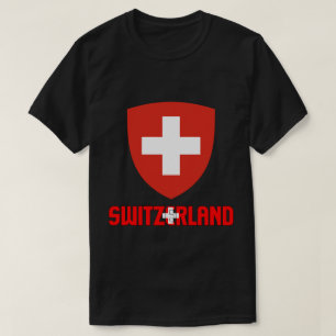 Patriotische Flagge und Wappen der Schweiz T-Shirt