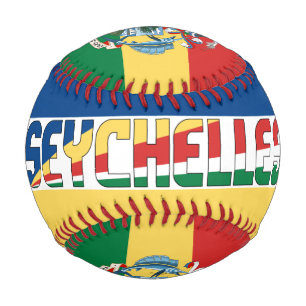 Patriotische Flagge und Wappen der Seychellen Baseball