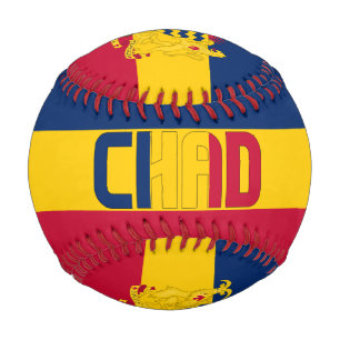 Patriotische Flagge und Wappen des Tschad Baseball