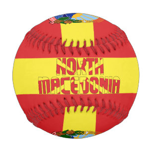 Patriotische Flagge und Wappen Nordmakedoniens Baseball